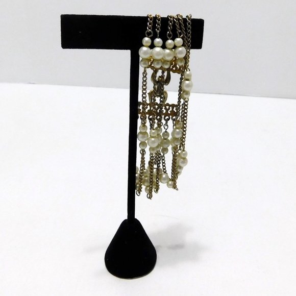 Beaded Faux Pearl 6 Strand Bracelet 7 5/8" Long - Picture 6 of 7